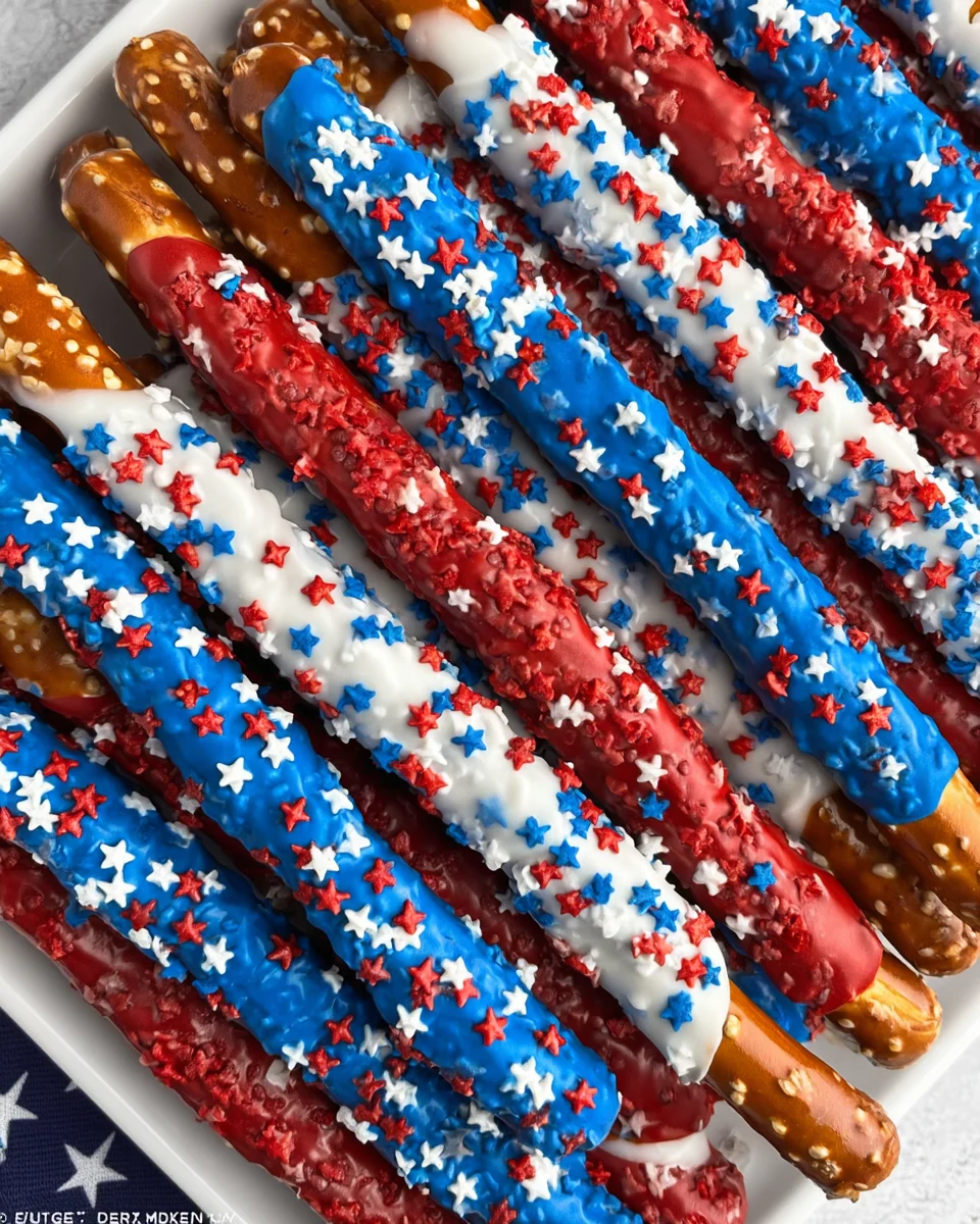 4th of July Chocolate Covered Pretzel Rods 13 4th