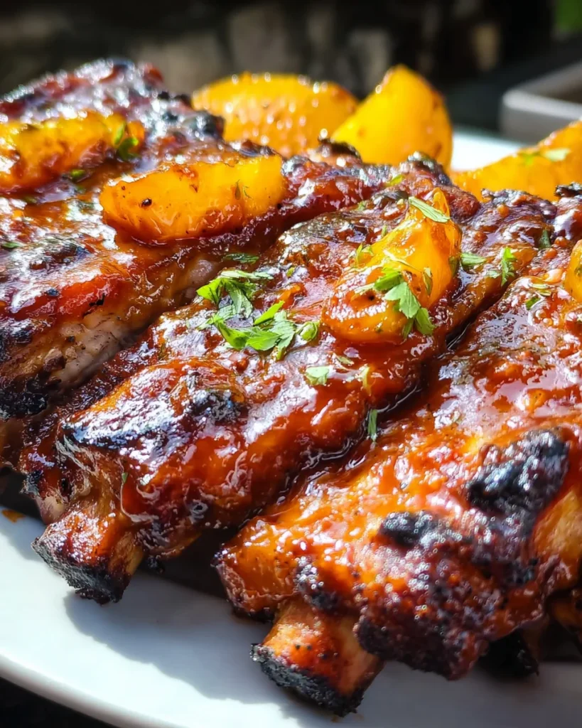Baby Back Ribs with Balsamic-Peach BBQ Sauce