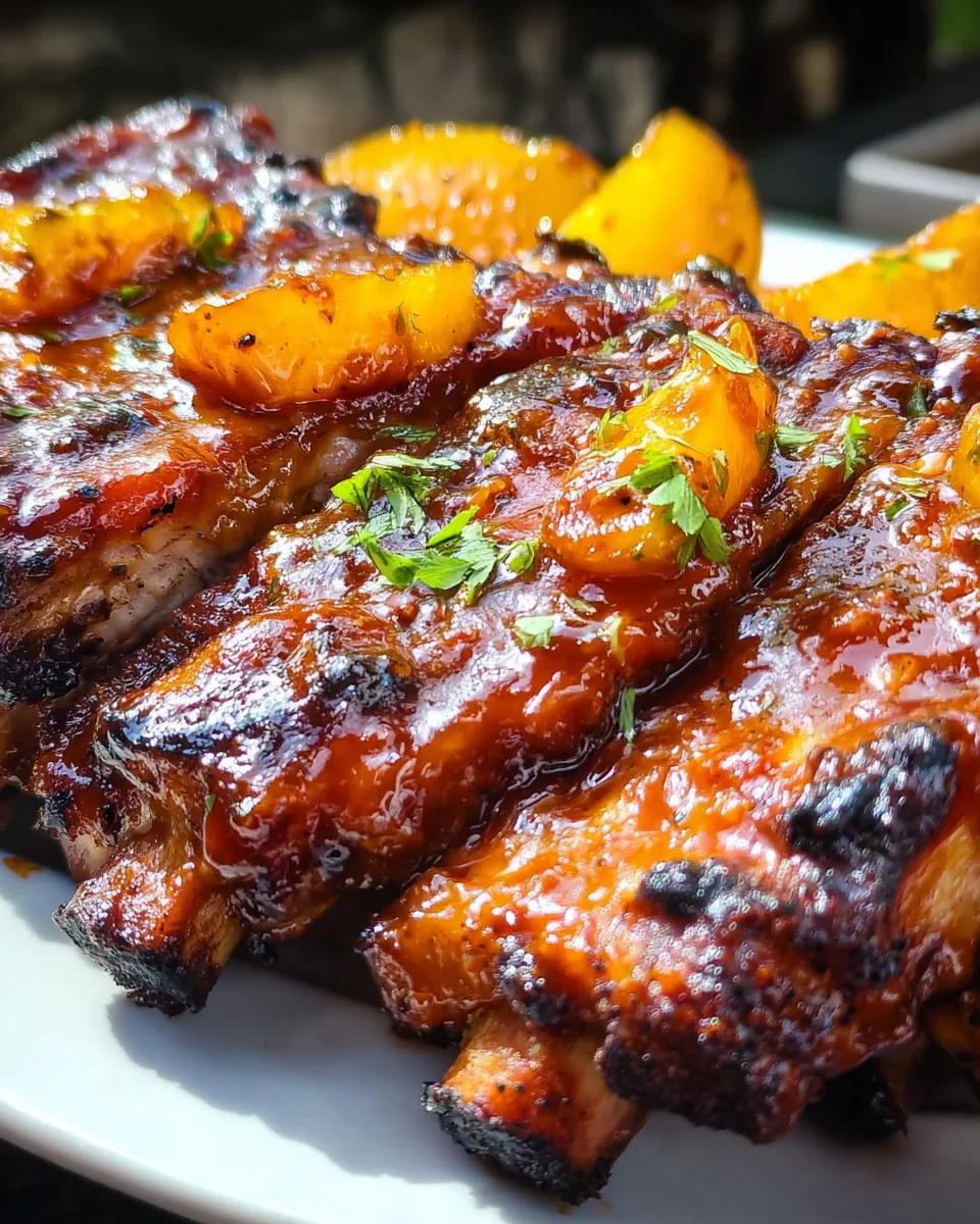 Baby Back Ribs with Balsamic-Peach BBQ Sauce 26 Baby Back Ribs with Balsamic-Peach BBQ Sauce