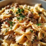 Beef and Bowtie Pasta with Alfredo Sauce 23 Beef and Bowtie Pasta with Alfredo Sauce