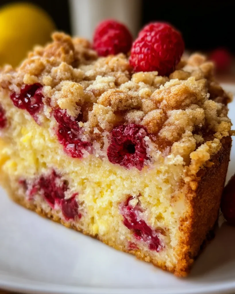 Easy Lemon Raspberry Cake with Crumb Topping