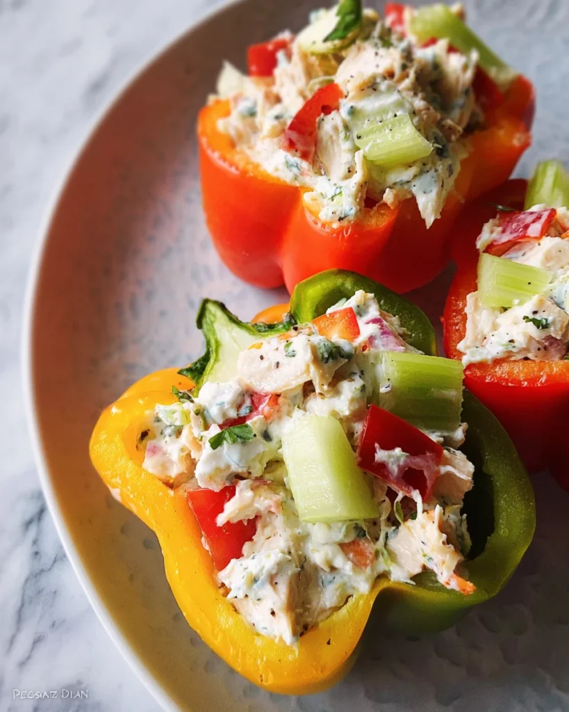 Greek Yogurt Chicken Salad Stuffed Peppers