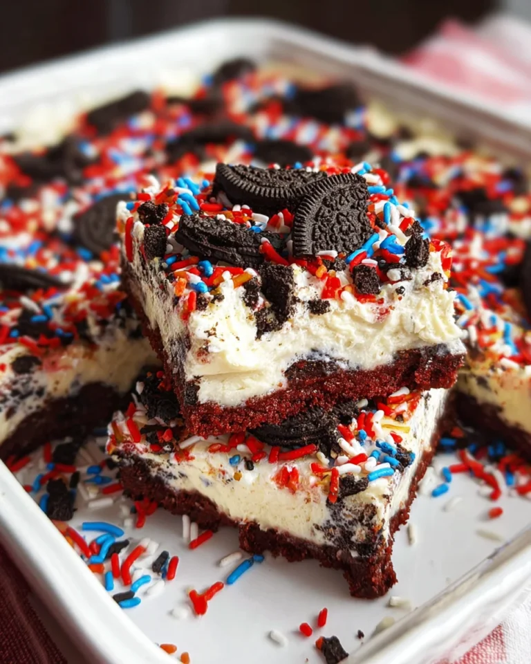 No Bake Fireworks Oreo Cheesecake bars