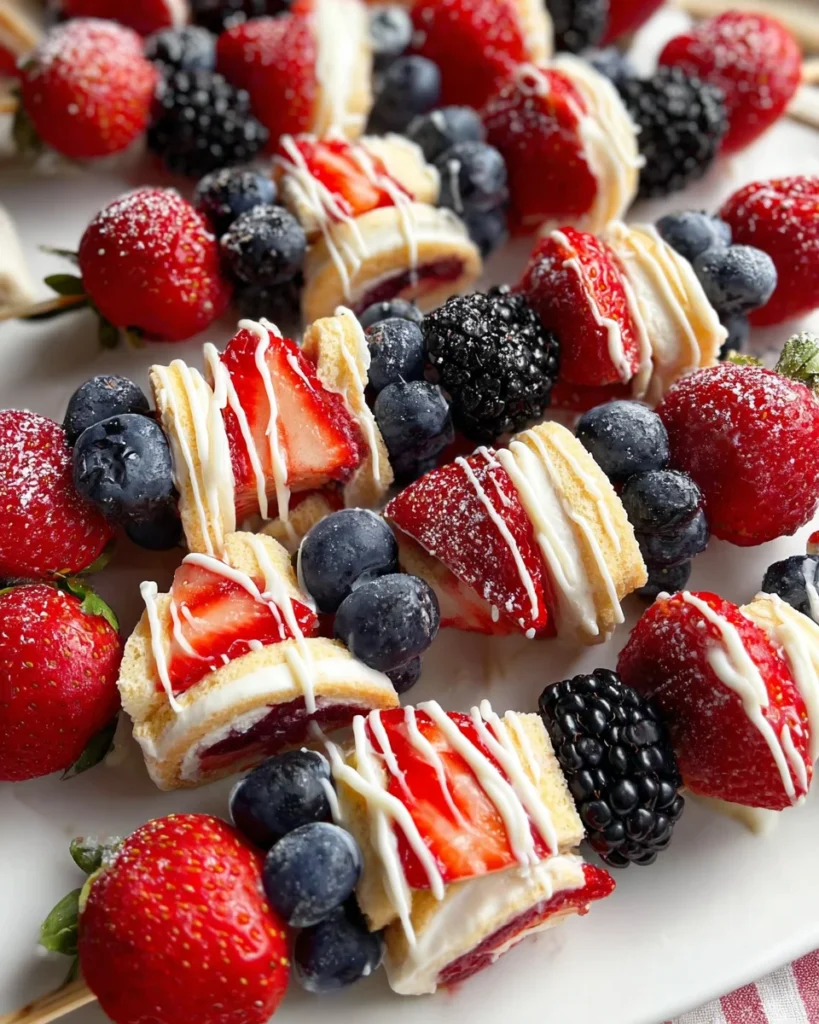 Red, White and Blue Fruit Kabobs