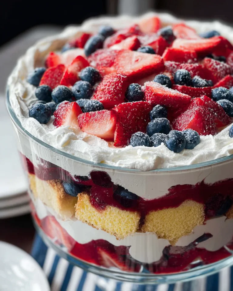 Red, White and Blue Strawberry Shortcake Trifle