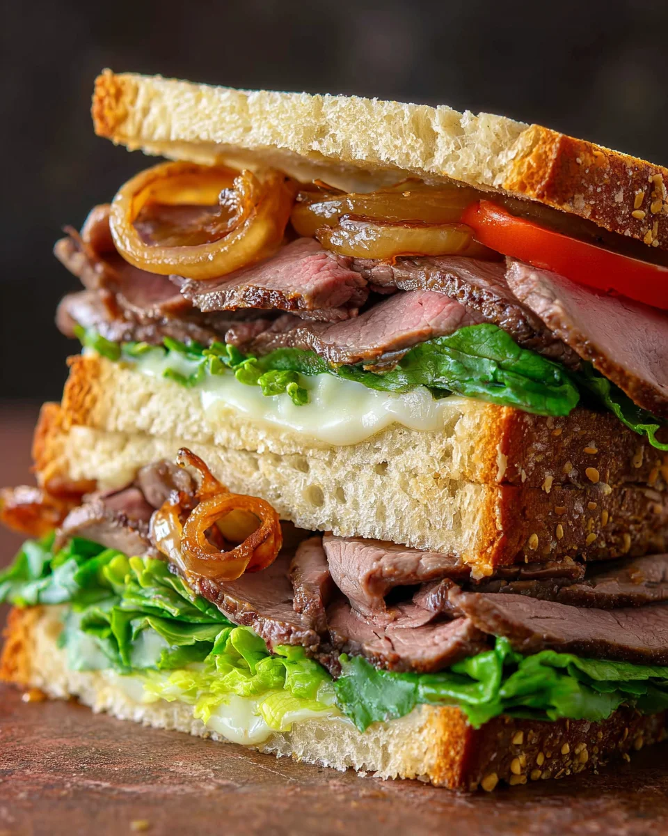 Roast Beef Sandwiches with Lettuce and Onions 16 Roast