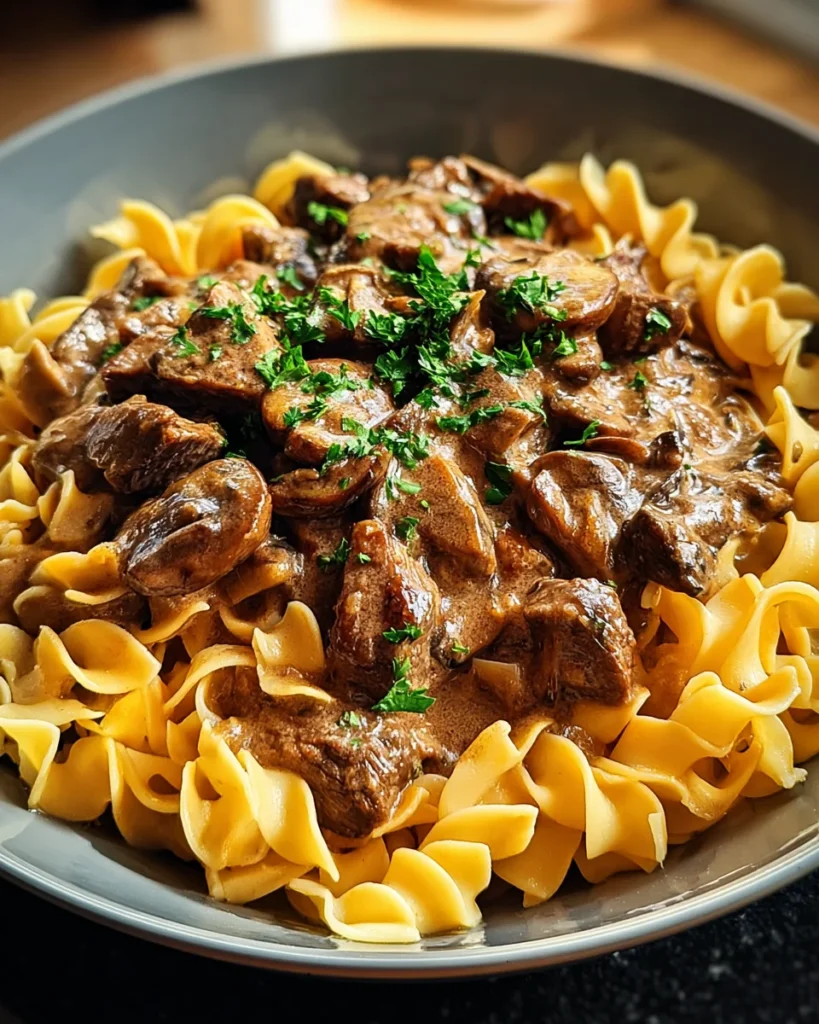 Beef Stroganoff with Egg Noodles