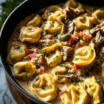 Cheesesteak Tortellini in Creamy Provolone Sauce