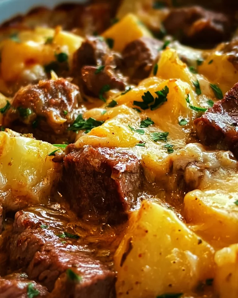 Crockpot Loaded Steak and Potato Bake Recipe