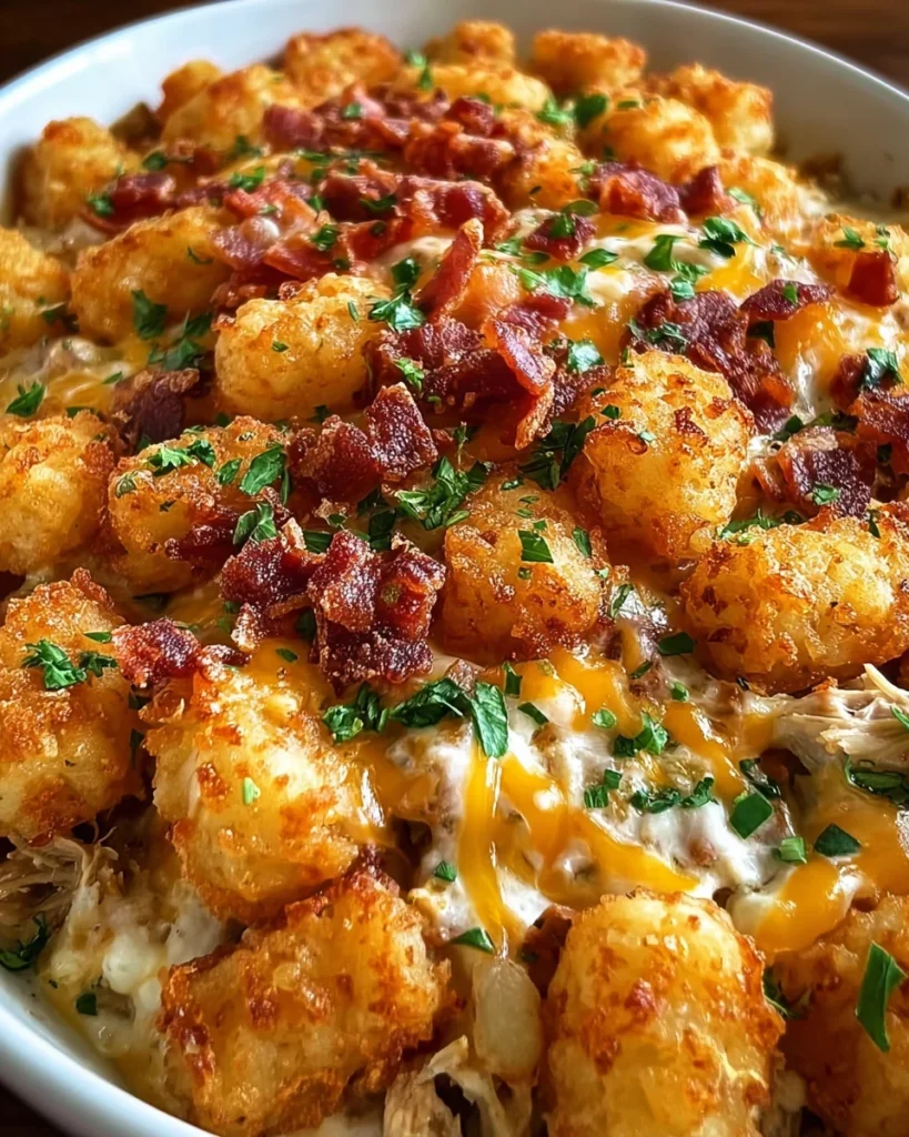 Easy Chicken Bacon Ranch Tater Tot Casserole