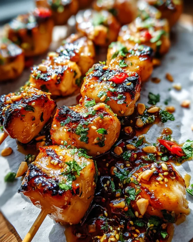 Easy Grilled Asian Chicken Skewers with Honey Garlic Sauce