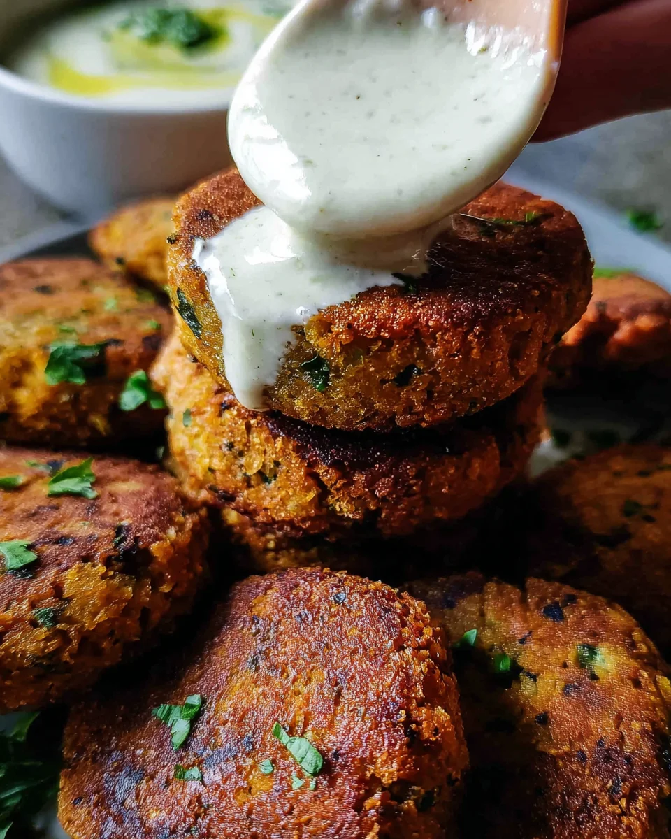 Easy Lentil Patties (with Lemon Tahini Dip)