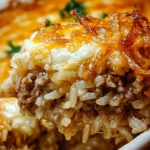 French Onion Ground Beef and Rice Casserole