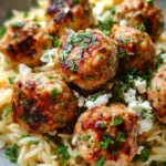 Greek Chicken Meatballs with Lemon Orzo