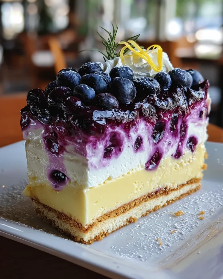 Lemon Blueberry Shortbread Mousse Cake