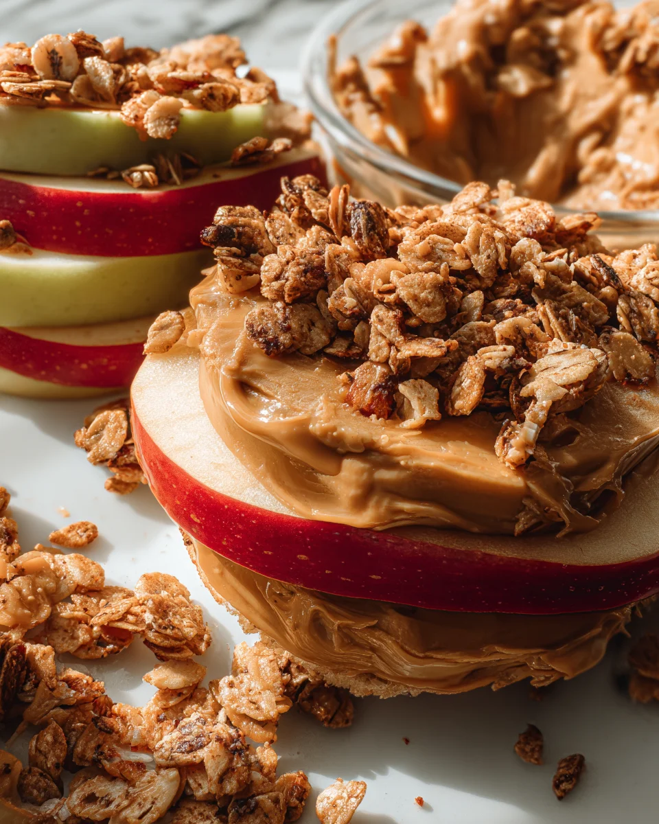 Peanut Butter Apple Sandwiches with Granola 15 Peanut