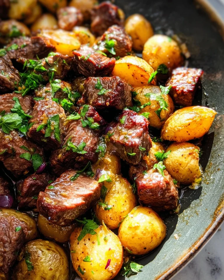 Slow Cooker Garlic Butter Beef Bites & Potatoes