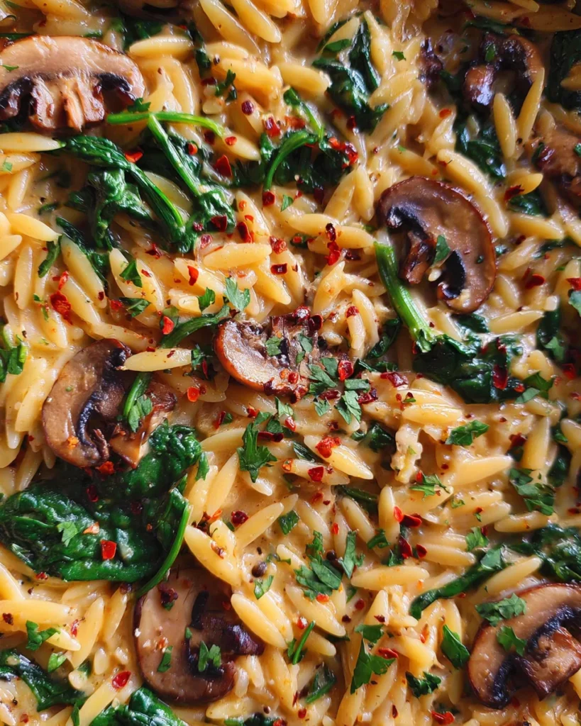 Spinach Mushroom Orzo
