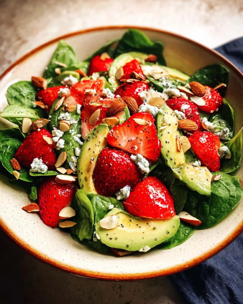 Strawberry Avocado Spinach Salad with Poppyseed Dressing