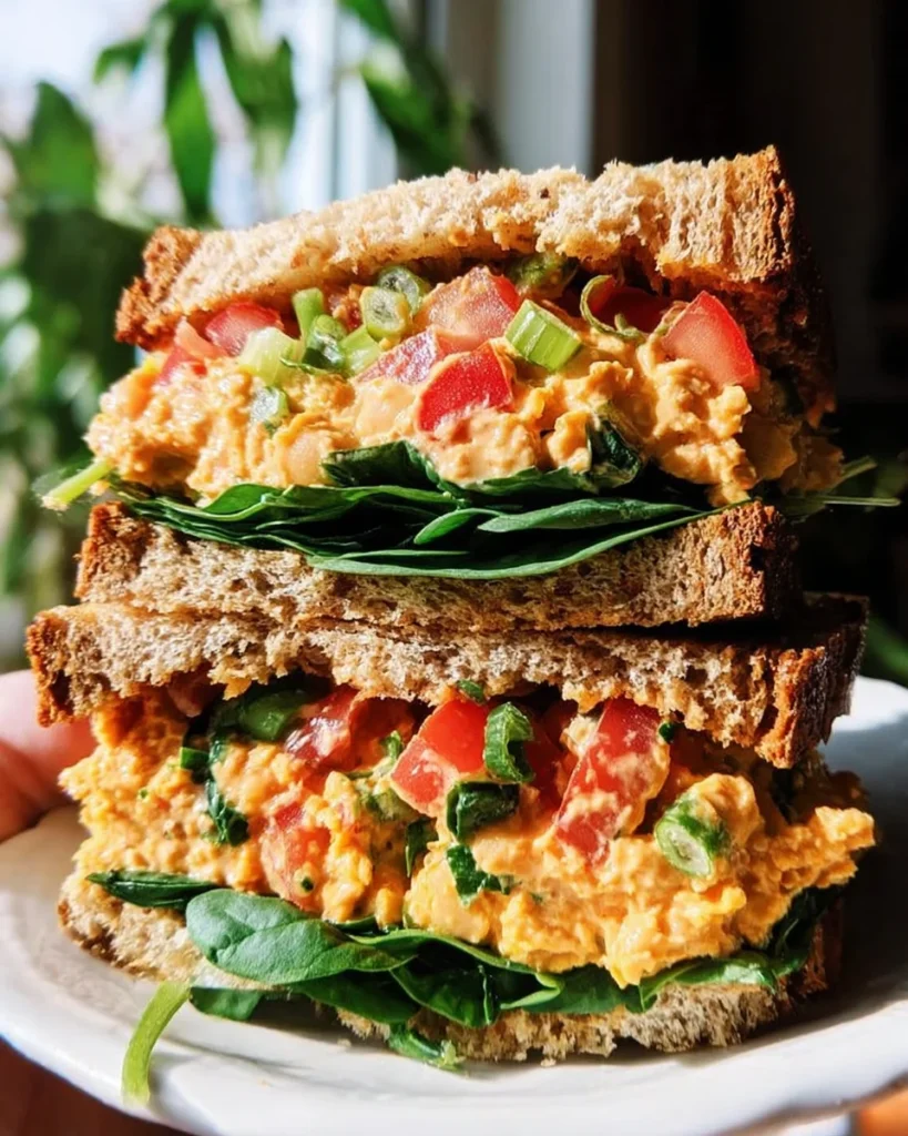 Vegan Buffalo Chickpea Salad Sandwich