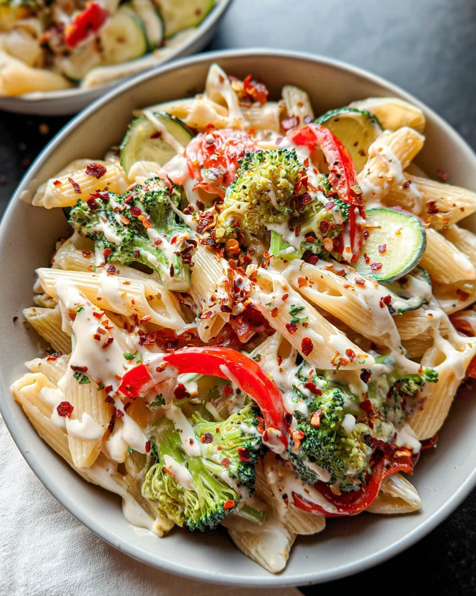 Vegan Pasta Primavera with Creamy Garlic Cashew Sauce 26 Vegan