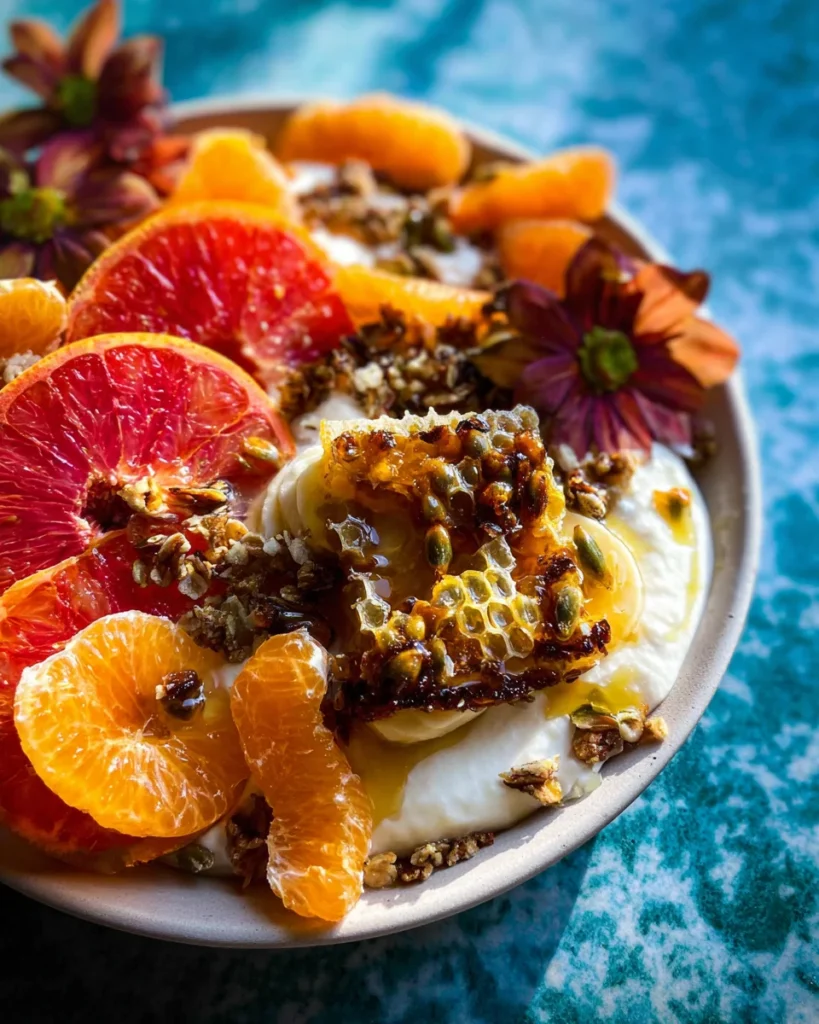 Winter Citrus Ricotta Breakfast Bowl with Honeycomb