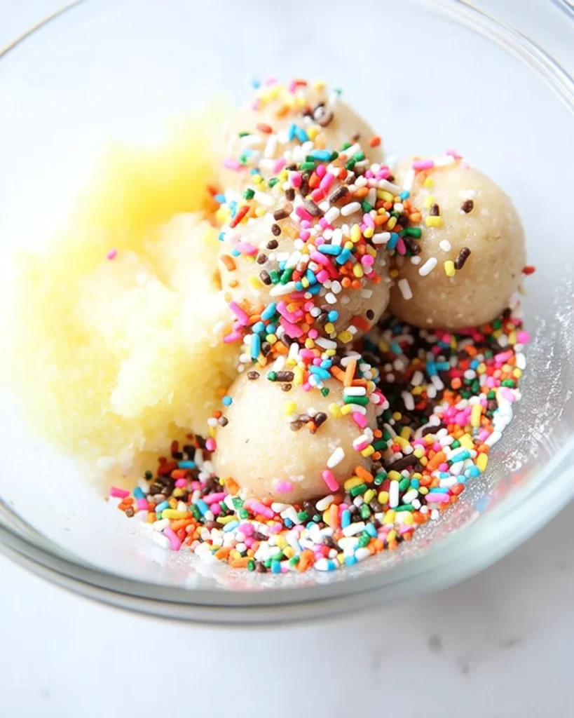 Applesauce Birthday Cake Protein Balls