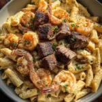 Blackened Steak and Shrimp Alfredo