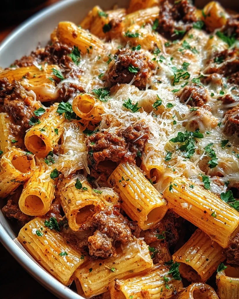 Creamy Parmesan Beef Rigatoni