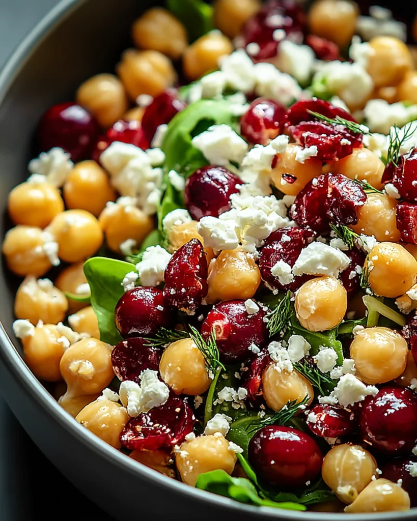 Feta & Cranberry Chickpeas with Lemon Vinaigrette