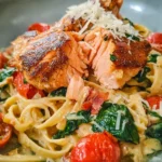 Healthy & Creamy Tuscan Salmon Pasta
