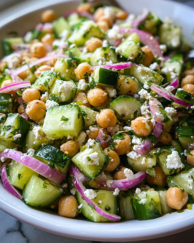 Herby Cucumber Salad with Feta and Chickpeas