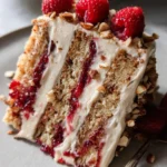 One Bowl Vegan Almond Raspberry Cake with Cream Cheese Frosting