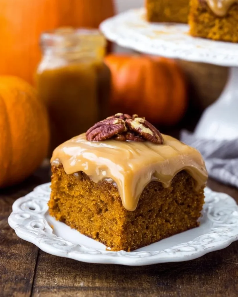 Pumpkin Cake with Caramel Cream Cheese Frosting
