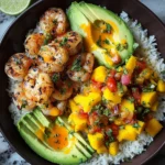 Shrimp and Avocado Bowls with Mango Salsa & Lime-Chili Sauce
