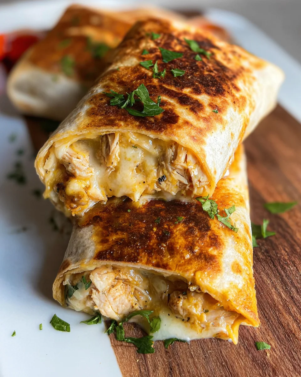 Cheesy Garlic Chicken Wraps