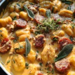 Creamy Butternut Squash Gnocchi with Sausage, Thyme, and Sage