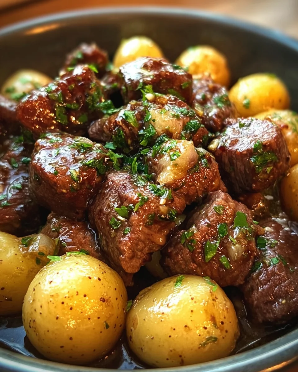 Garlic Butter Beef Bites with Potatoes
