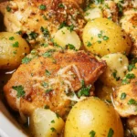 Garlic Parmesan Crockpot Chicken and Potatoes