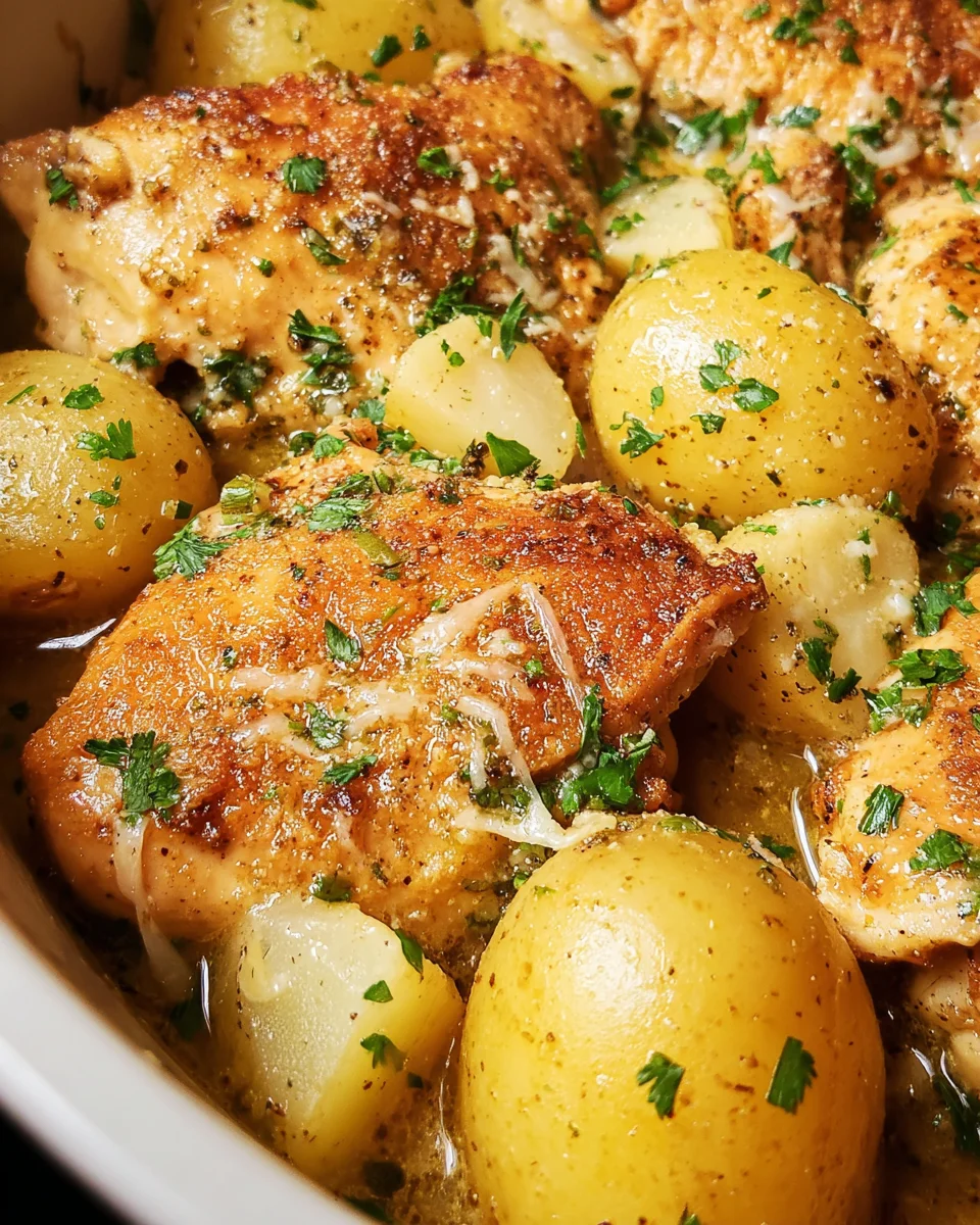 Garlic Parmesan Crockpot Chicken and Potatoes