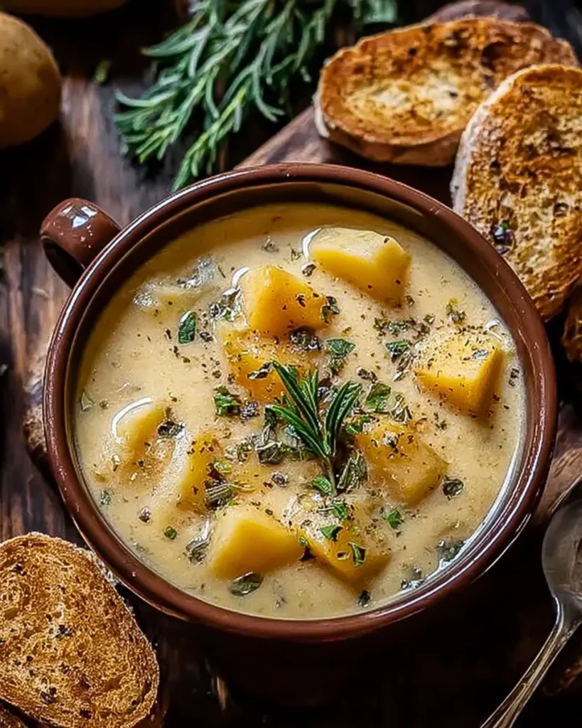 Hearty Cheddar Garlic Herb Potato Soup Recipe