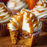 Pumpkin Cupcakes with Salted Caramel Cream Cheese Frosting