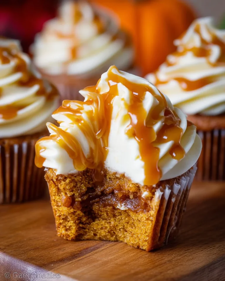 Pumpkin Cupcakes with Salted Caramel Cream Cheese Frosting
