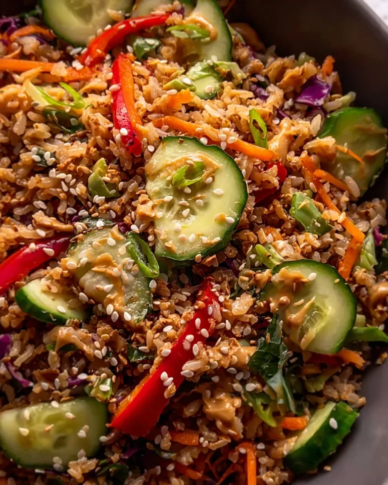 Quick Crispy Rice Salad with Peanut Sesame Dressing