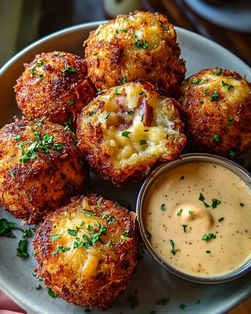 Reuben Balls with Spicy Thousand Island Dipping Sauce