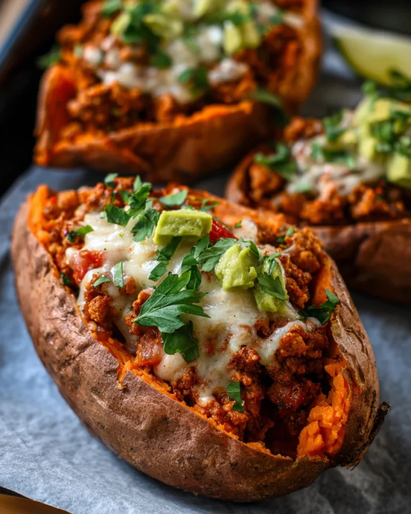 Turkey Taco Stuffed Sweet Potatoes