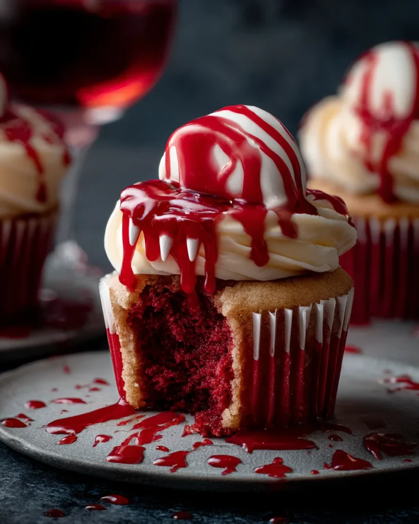 Vampire Bite Halloween Cupcakes