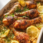 Baked Chicken Legs and Rice