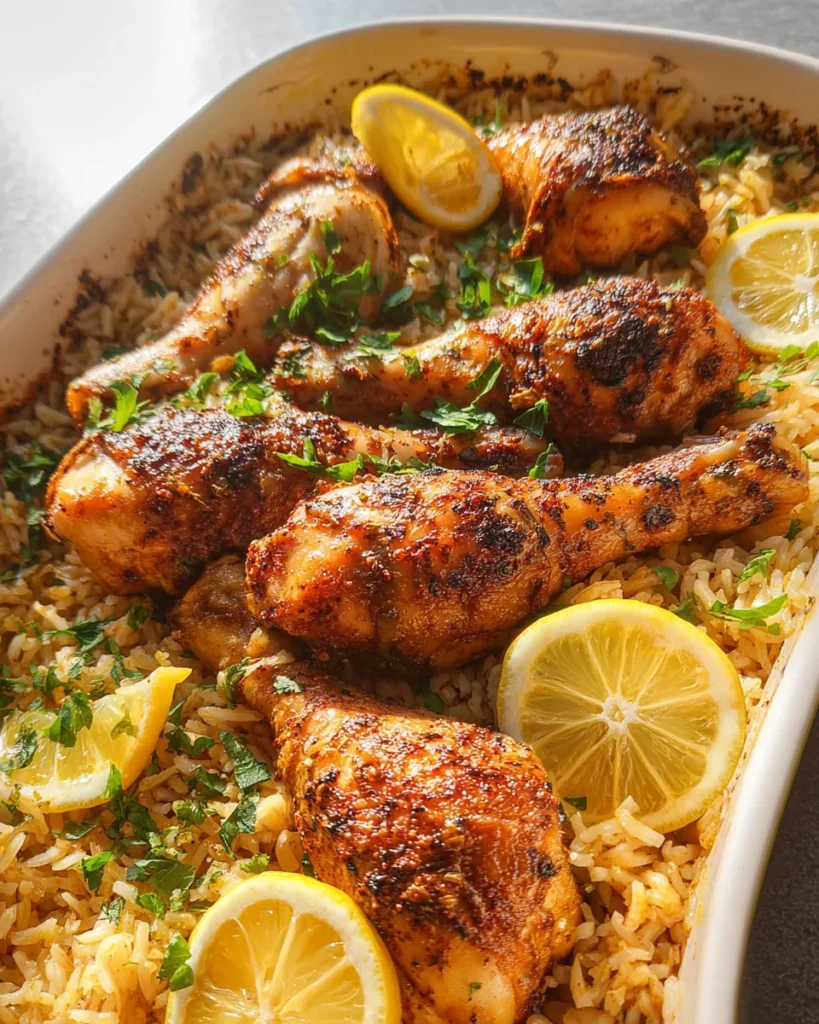 Baked Chicken Legs and Rice