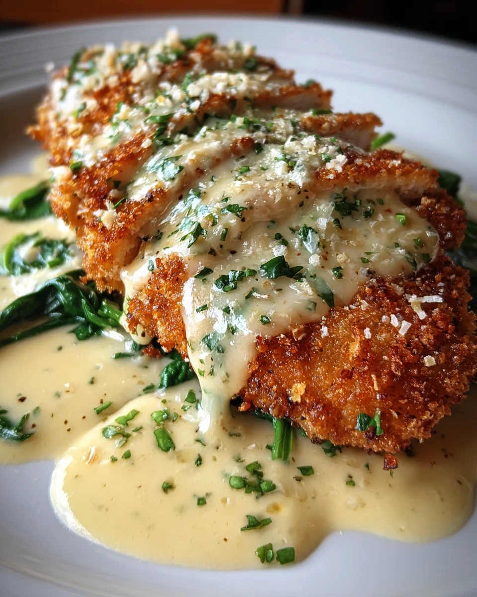 Crispy Parmesan Chicken with a Rich Garlic Sauce